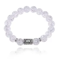 Браслет с руной Ингуз и синт.камнем Сахарный кварц 10 мм BSRC-05-16
