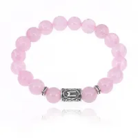 Браслет с руной Эваз и нат.камнем Розовый кварц 10 мм BSRC-06-15