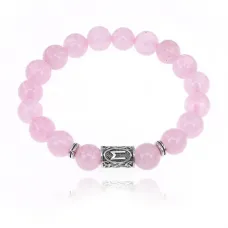 Браслет с руной Эваз и нат.камнем Розовый кварц 10 мм BSRC-06-15
