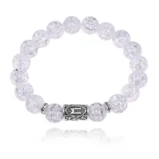 Браслет с руной Эваз и синт. камнем Сахарный кварц 10 мм BSRC-06-16