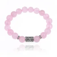 Браслет с руной Йера и нат.камнем Розовый кварц 10 мм BSRC-07-15
