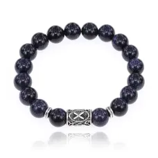 Браслет с руной Гебо и синт.камнем Синий авантюрин 10 мм BSRC-08-02