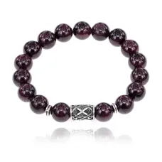 Браслет с руной Гебо и нат.камнем Гранат 10 мм BSRC-08-06
