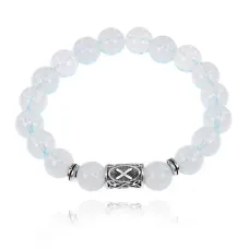 Браслет с руной Гебо и синт. камнем Лунный камень 10 мм BSRC-08-11