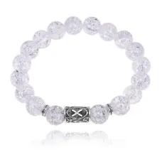 Браслет с руной Гебо и синт.камнем Сахарный кварц 10 мм BSRC-08-16
