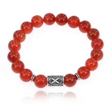 Браслет с руной Гебо и нат.камнем Сердолик 10 мм BSRC-08-17