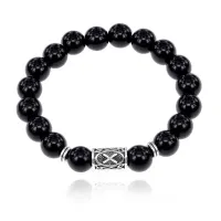 Браслет с руной Гебо и нат.камнем Черный агат 10 мм BSRC-08-23