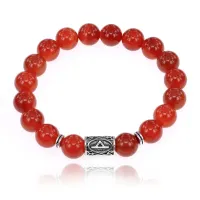 Браслет с руной Турисаз и нат.камнем Сердолик 10 мм BSRC-09-17