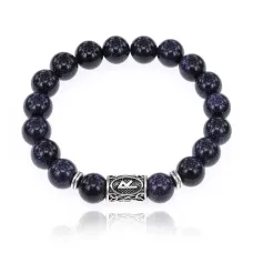 Браслет с руной Райдо и синт.камнем Синий авантюрин 10 мм BSRC-10-02