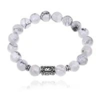 Браслет с руной Райдо и нат.камнем Кахолонг 10 мм BSRC-10-07