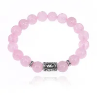 Браслет с руной Райдо и нат.камнем Розовый кварц 10 мм BSRC-10-15
