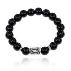 Браслет с руной Райдо и нат.камнем Черный агат 10 мм BSRC-10-23
