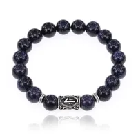Браслет с руной Лагуз и синт.камнем Синий авантюрин 10 мм BSRC-11-02