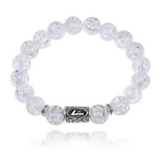 Браслет с руной Лагуз и синт.камнем Сахарный кварц 10 мм BSRC-11-16