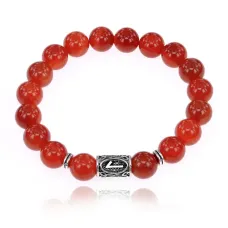 Браслет с руной Лагуз и нат.камнем Сердолик 10 мм BSRC-11-17
