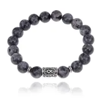 Браслет с руной Одал и нат.камнем Лабрадор 10 мм BSRC-12-08