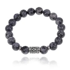 Браслет с руной Одал и нат.камнем Лабрадор 10 мм BSRC-12-08