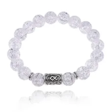 Браслет с руной Одал и синт.камнем Сахарный кварц 10 мм BSRC-12-16