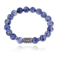 Браслет с руной Одал и нат.камнем Содалит 10 мм BSRC-12-18