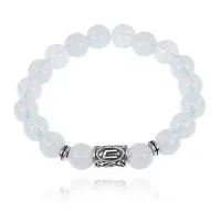 Браслет с руной Уруз и синт. камнем Лунный камень 10 мм BSRC-13-11