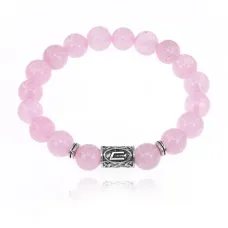 Браслет с руной Уруз и нат.камнем Розовый кварц 10 мм BSRC-13-15