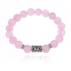 Браслет с руной Перт и нат.камнем Розовый кварц 10 мм BSRC-14-15
