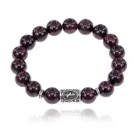 Браслет с руной Наутиз и нат.камнем Гранат 10 мм BSRC-15-06