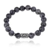 Браслет с руной Наутиз и нат.камнем Лабрадор 10 мм BSRC-15-08
