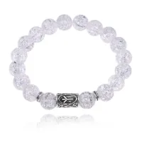 Браслет с руной Альгиз и синт.камнем Сахарный кварц 10 мм BSRC-16-16