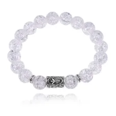 Браслет с руной Альгиз и синт.камнем Сахарный кварц 10 мм BSRC-16-16
