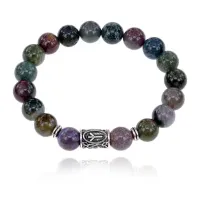 Браслет с руной Альгиз и нат. камнем Яшма 10 мм BSRC-16-25