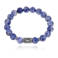 Браслет с руной Феху и нат.камнем Содалит 10 мм BSRC-17-18