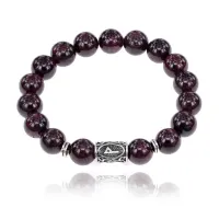 Браслет с руной Вуньо и нат.камнем Гранат 10 мм BSRC-18-06