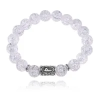 Браслет с руной Вуньо и синт.камнем Сахарный кварц 10 мм BSRC-18-16