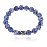 Браслет с руной Вуньо и нат.камнем Содалит 10 мм BSRC-18-18