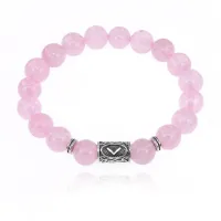 Браслет с руной Кеназ и нат.камнем Розовый кварц 10 мм BSRC-19-15