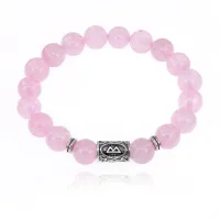 Браслет с руной Беркана и нат.камнем Розовый кварц 10 мм BSRC-21-15