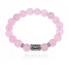 Браслет с руной Беркана и нат.камнем Розовый кварц 10 мм BSRC-21-15