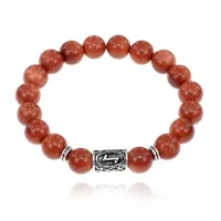 Браслет с руной Эйваз и синт.камнем Коричневый авантюрин 10 мм BSRC-22-01