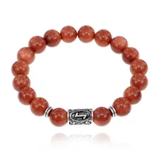 Браслет с руной Эйваз и синт.камнем Коричневый авантюрин 10 мм BSRC-22-01