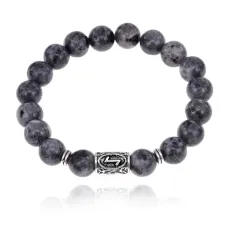 Браслет с руной Эйваз и нат.камнем Лабрадор 10 мм BSRC-22-08