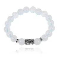 Браслет с руной Эйваз и синт.камнем Лунный камень 10 мм BSRC-22-11