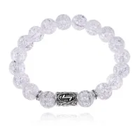 Браслет с руной Эйваз и синт.камнем Сахарный кварц 10 мм BSRC-22-16