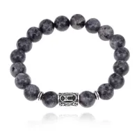 Браслет с руной Манназ и нат.камнем Лабрадор 10 мм