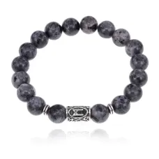 Браслет с руной Манназ и нат.камнем Лабрадор 10 мм