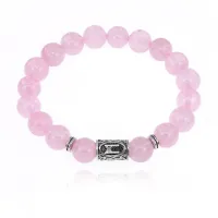 Браслет с руной Манназ и нат.камнем Розовый кварц 10 мм BSRC-23-15