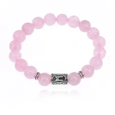 Браслет с руной Манназ и нат.камнем Розовый кварц 10 мм BSRC-23-15