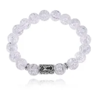 Браслет с руной Манназ и синт. камнем Сахарный кварц 10 мм BSRC-23-16