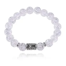 Браслет с руной Манназ и синт. камнем Сахарный кварц 10 мм BSRC-23-16