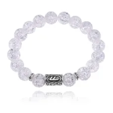 Браслет с руной Ансуз и синт. камнем Сахарный кварц 10 мм BSRC-24-16